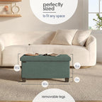 STORAGEBUD Storage Ottoman Bench with Bins, 30-in Storage Bench for Bedroom End of Bed, Folding Foot Rest Ottoman for Living Room Max 660lbs, Fabric Ottomans, Green