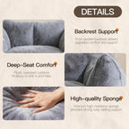 WELAX Giant Bean Bag Chair for Adults Teens – Fluffy Plush Large Bean Bag Sofa Chairs with Ottoman, Comfy Reading & Gaming Beanbag Couch for Bedroom Living Room, Dark Gray