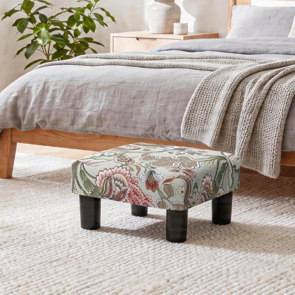 Joveco Small Foot Rest Stool Ottoman, 15" Fabric Square Footstool Uphols...