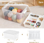Citylife 32 QT Stackable Toy Storage with Building Baseplate Lid and Removable Tray Tool Box Organizer Storage Bins with Lids for Organizing Bead, Tool, Sewing, 2 Packs