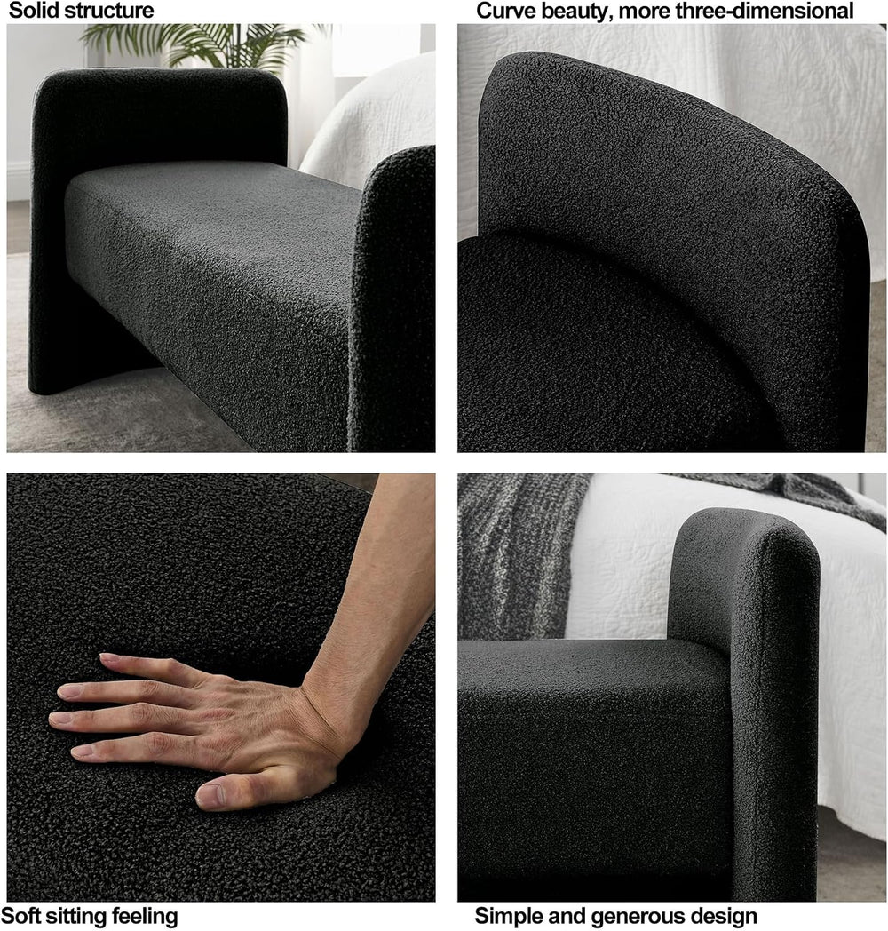 Teddy Ottoman Bench for Bedroom, 52" Upholstered End of Bed Bench for Li...