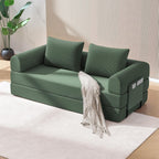4-in-1 Boneless Folding Convertible Sofa Bed, 78 Inch Corduroy Loveseat Sleeper Couches with Pull Out Bed, Futon Couch for Living Room Bedroom, No Assembly Needed, Green