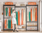 Wardrobe Closet Heavy Duty Clothes Rack, Portable Closet Organizer System with 4 Hang Rods & 8 Shelves, Metal Clothing Rack Garment Rack for Hanging Clothes, Max Load 890 LBS
