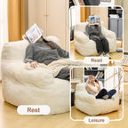 Jumbo Plush Bean Bag Chair for Adults with Head & Back Support - Extra Large Durable Tear-Resistant Fabric (Large)