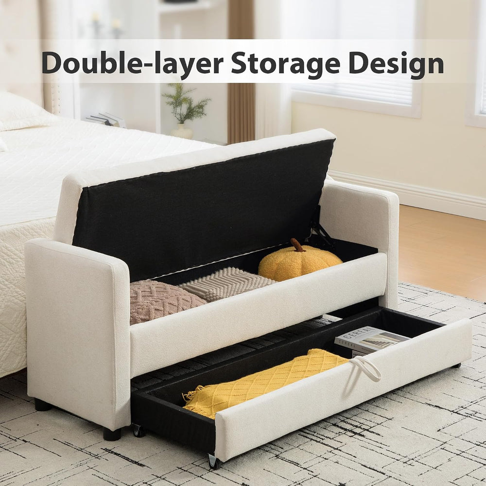 Chifee & Vingol 58.27" W Ottoman Bench with Double Storage Space, Up...
