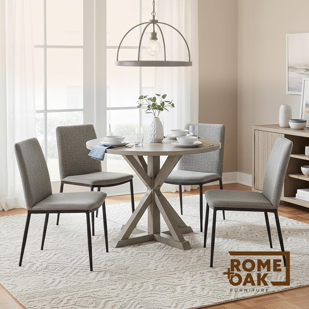 ROME + OAK Spier Modern Dining Table, 40-Inch Round Tabletop with Sturdy Pede...