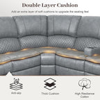 Manual Reclining Sectional Sofa Set, 7 Seats Soft Leather Recliner Corner Sectional Couch, Family-Sized L-Shaped Recliner Couch with USB Charging, Thickened Padding, Sturdy Frame, Grey
