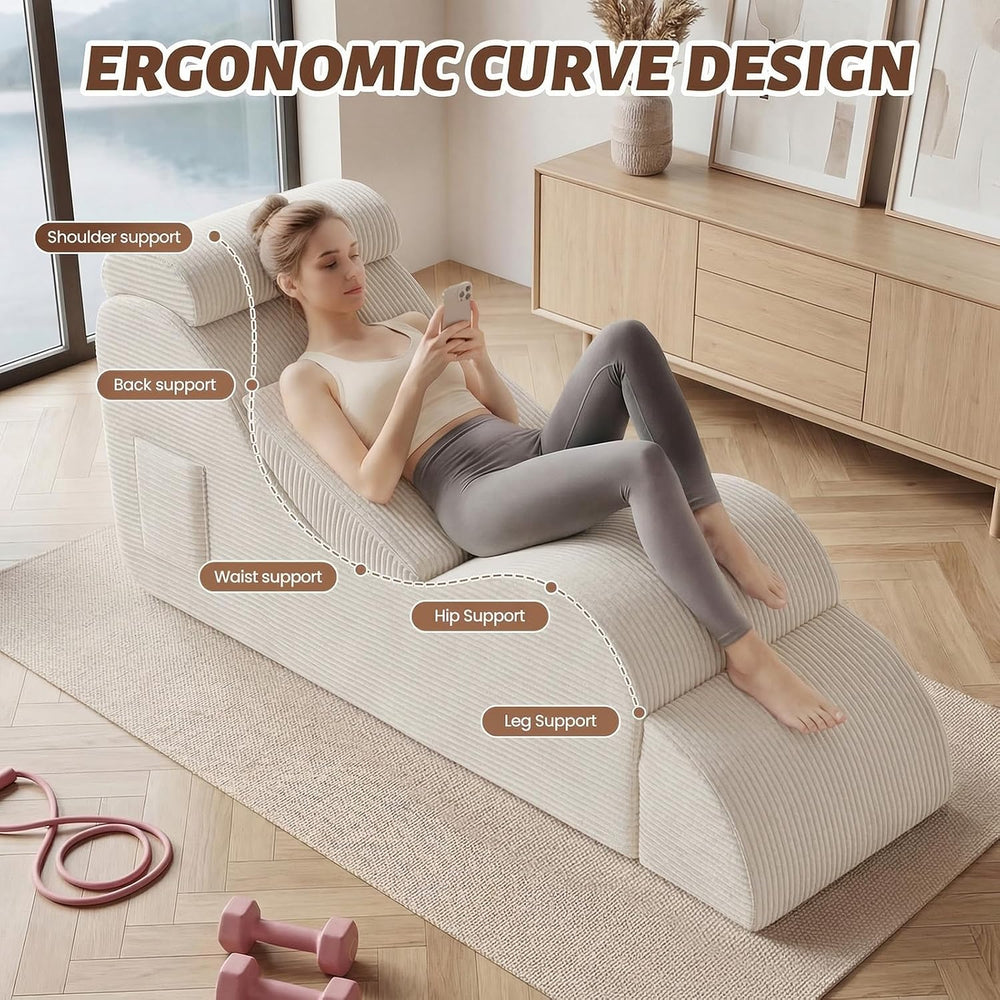 Yoga Chair Lounge for Adult, Ergonomic Foam Chaise Lounge Chair Indoor with S...