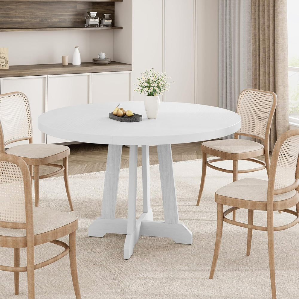 GarveeHome Round Dining Table for 4, 47 Inches Dining Room Table with Wooden ...