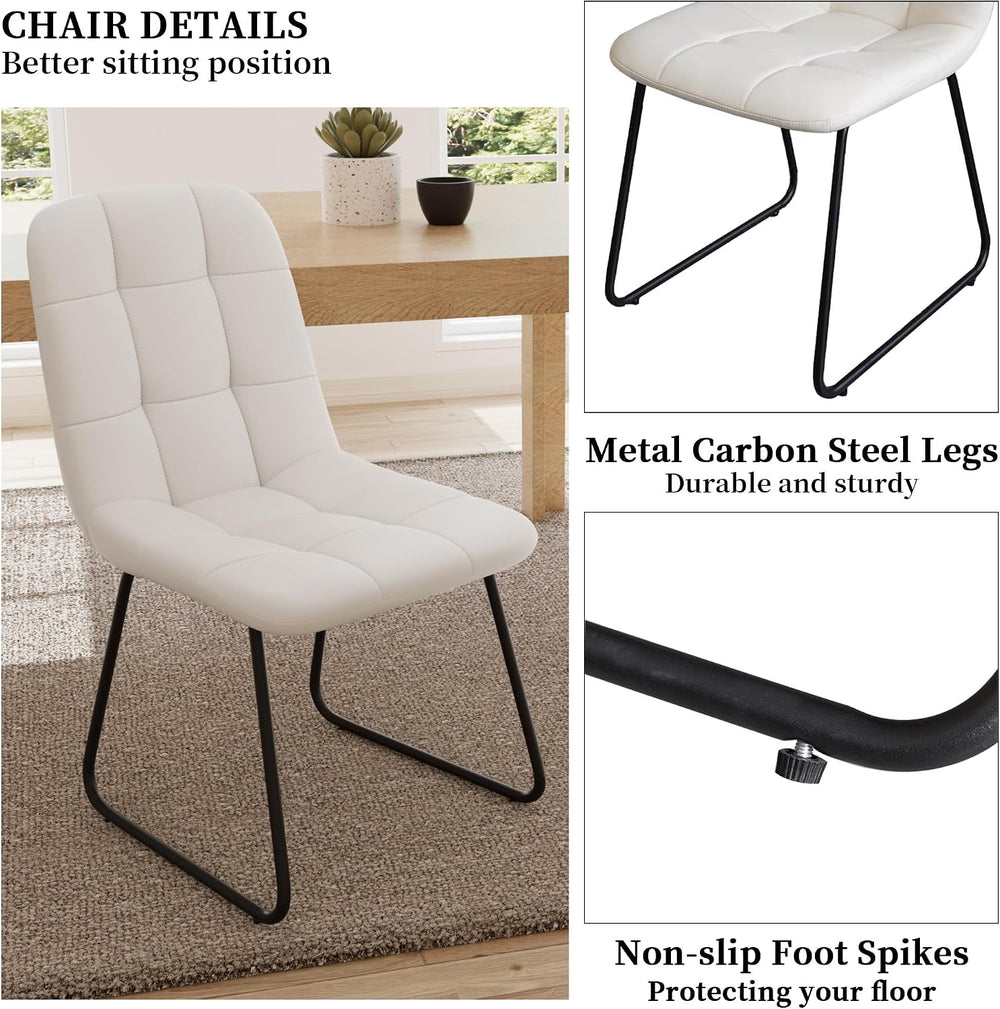 HIPIHOM Faux Leather Dining Chairs Set of 4 | Modern Kitchen Chairs with Curv...