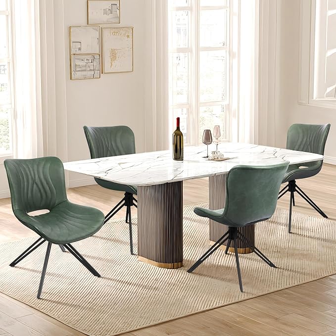 Dining Chairs Set of 4, 360° Swivel Upholstered Mid-Century Modern Kitchen Di...