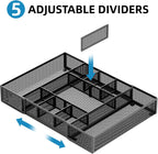 Marbrasse Expandable Desk Drawer Organizer, Mesh Drawer Organizer Tray with 10 Adjustable Compartments, Desk Organizers and Accessories, 5 Dividers Drawer for Office Supplies, Makeup & Vanity (Black)
