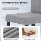 Giantex Upholstered Dining Chair Set of 2, Mid Century Modern Fabric Kitchen Chairs with Rubber Wood Legs, Thick Padded Seat, High Back, Side Armless Chairs for Living Dining Room (Gray)