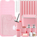 26PC Bathroom Accessories Set - Gorgeous Pink Bathroom Set, Bathroom Accessory Set, Pink Shower Curtain Set with Bathtub Mats for Shower Tub