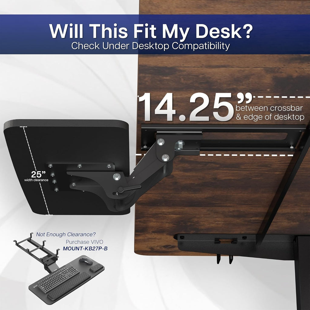 VIVO Adjustable Computer Keyboard & Mouse Platform Tray Ergonomic Under Table Desk Mount Drawer Underdesk Shelf (MOUNT-KB03B)