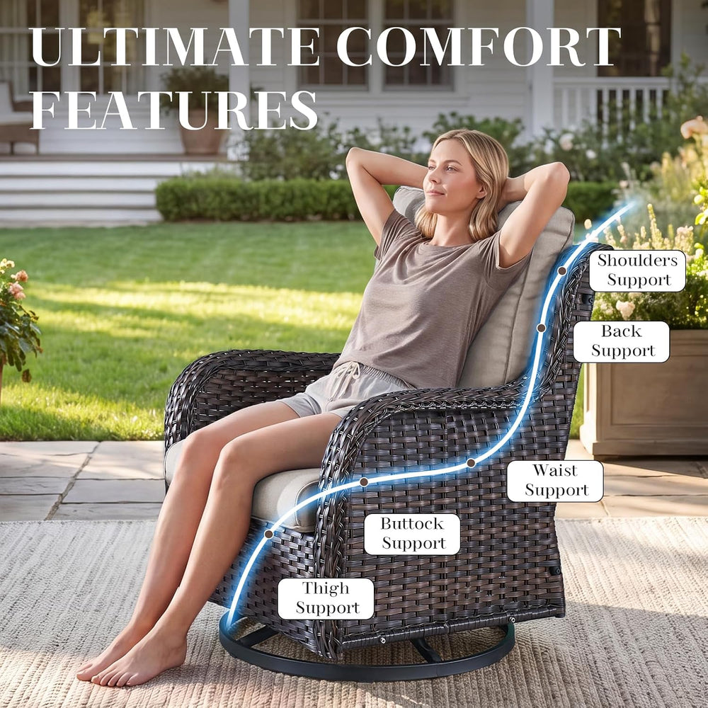 Rilyson Wicker Rocking Chair Swivel Chairs - 2 Piece Rocker Patio Chairs Set ...
