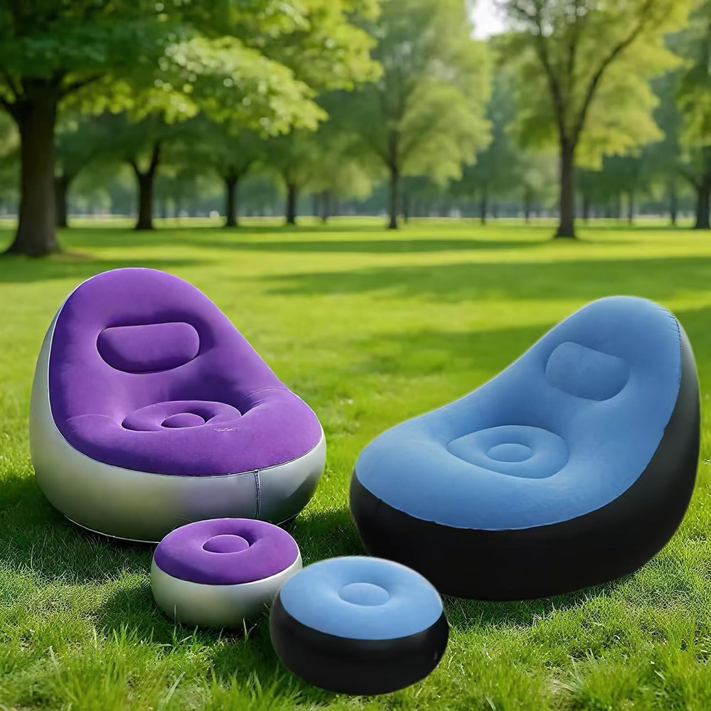 Plush Inflatable Sofa with Foot Pedals, Japanese Lazy Sofa, Thick Seat Cushio...
