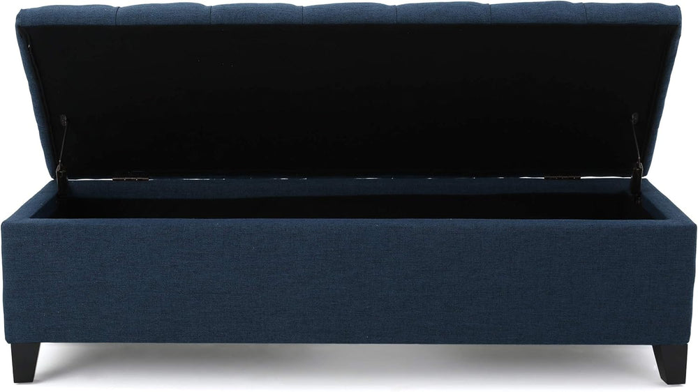 Christopher Knight Home Ottilie Fabric Storage Ottoman, Dark Blue, 17.75&quot...