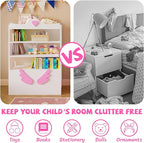 Timy Kids Bookcase 4-Tier Toy Storage Organizer Multifunctional Bookshelf with 2 Movable Drawers Bookcase Toy Storage Cabinet Display Stand for Bedroom