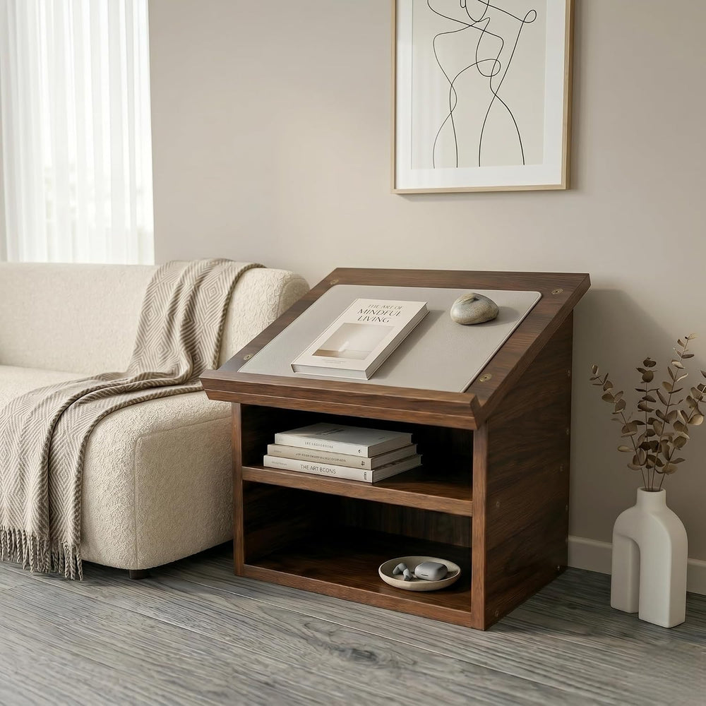 Wooden Buddhist Sutra Reading Stand – Altar Desk with Storage Compartment – H...