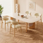 Dining Chairs Set of 6 for Kitchen Dining Table Mid Century Modern Farmhouse Upholstered Leather Dining Room Chairs with Metal Legs, Original Beige