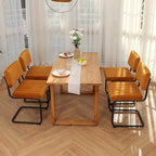 ONEVOG Velvet Dining Chairs Set of 2, Upholstered Kitchen Dining Room Chair, Comfy Chair with Black Metal Legs, Cantilevered Design Chair for Bedroom, Living Room (Orange)