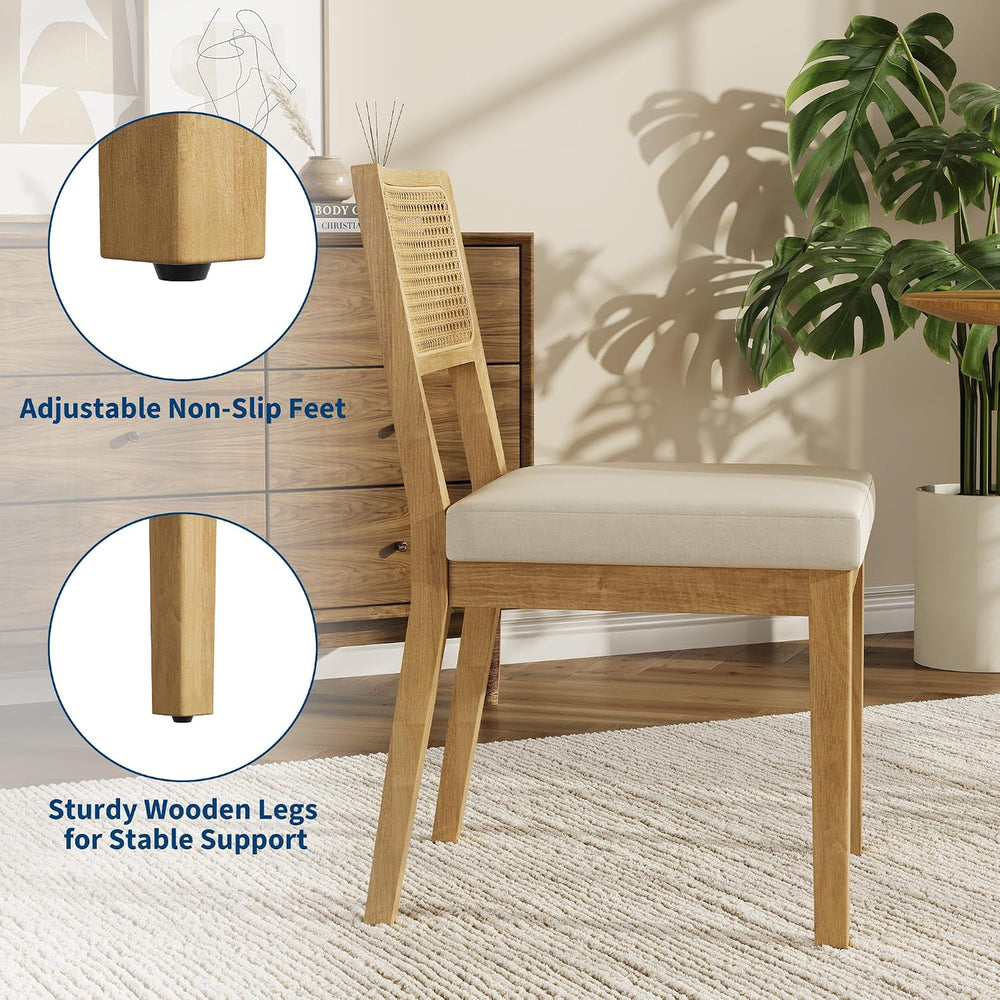 Garvee Rattan Dining Chairs Set of 2, French Country Upholstered Dining Chair...