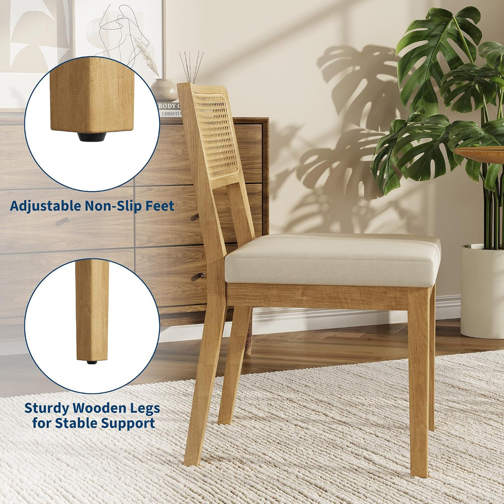 Garvee Rattan Dining Chairs Set of 4, French Country Upholstered Dining Chair...
