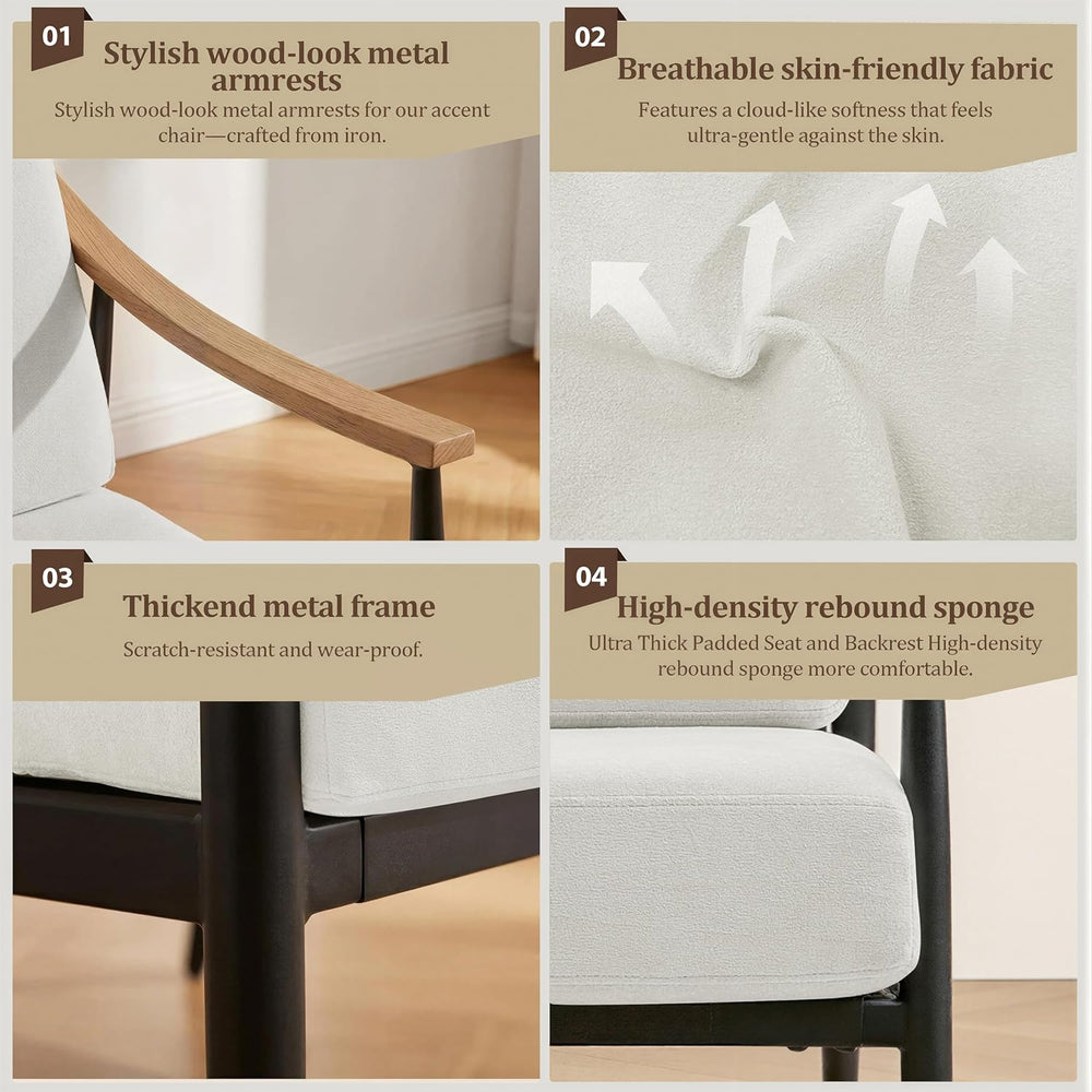RNKSFX Modern Accent Chairs Set of 2 for Living Room Bedroom Mid Century Arm ...