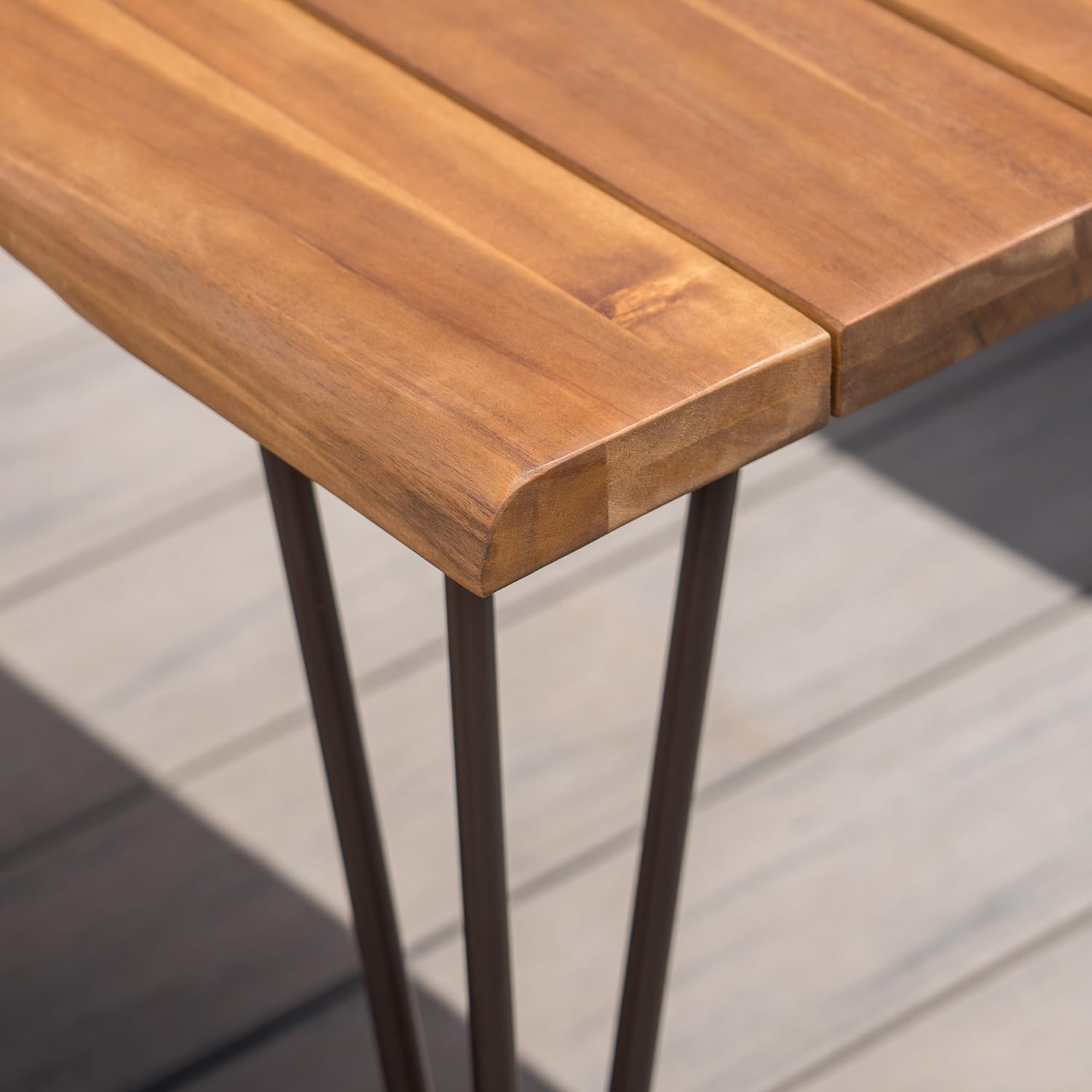Christopher Knight Home Zion Outdoor Industrial Acacia Wood Coffee Table with Iron Frame, Teak Finish / Rustic Metal