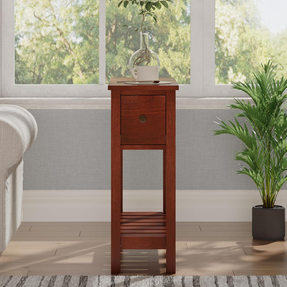 ChooChoo Narrow End Table, Small Side Table for Small Spaces, Slim End Table ...