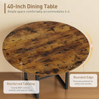 Round Dining Table Set for 4, Circle Kitchen Table and 4 Chairs, 5 piece Dining Table Set, with Wooden Tabletop and Widen Seat, Space Saving, for Dining Room, Rustic Brown and Black