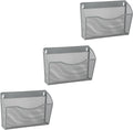 EASEPRES 3 Single Pocket Mesh Hanging File Organizer, Vertical Wall Mounted Magazine File Holder, Mount Basket Mail Paper Document Folder Organizing for Office, Home and School, Gray