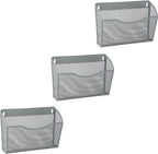 EASEPRES 3 Single Pocket Mesh Hanging File Organizer, Vertical Wall Mounted Magazine File Holder, Mount Basket Mail Paper Document Folder Organizing for Office, Home and School, Gray