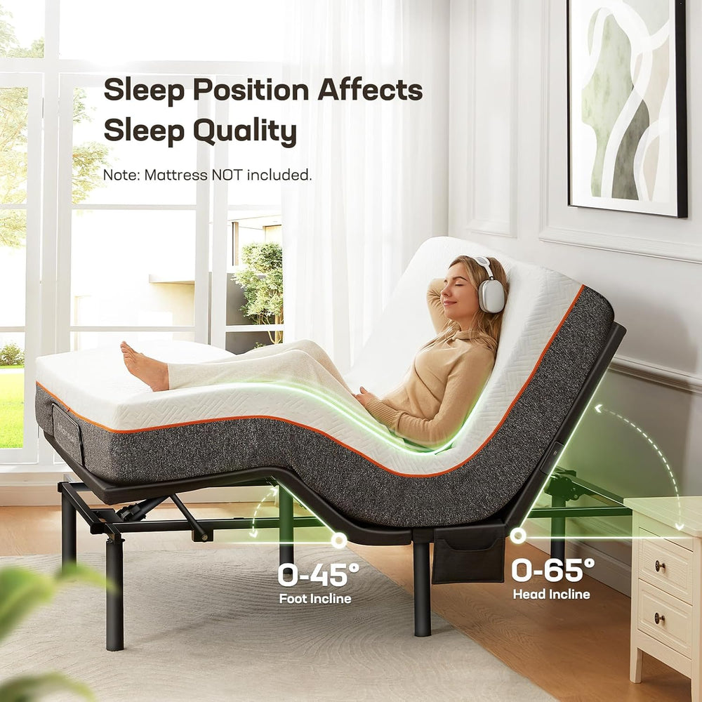 Marsail MS01 Queen Adjustable Bed Base Frame, 4 Ports USB A&C Adjustable ...