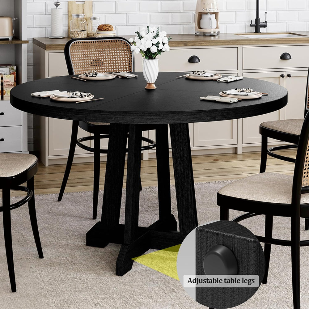 GarveeHome Round Dining Table for 4, 47 Inches Dining Room Table with Wooden ...