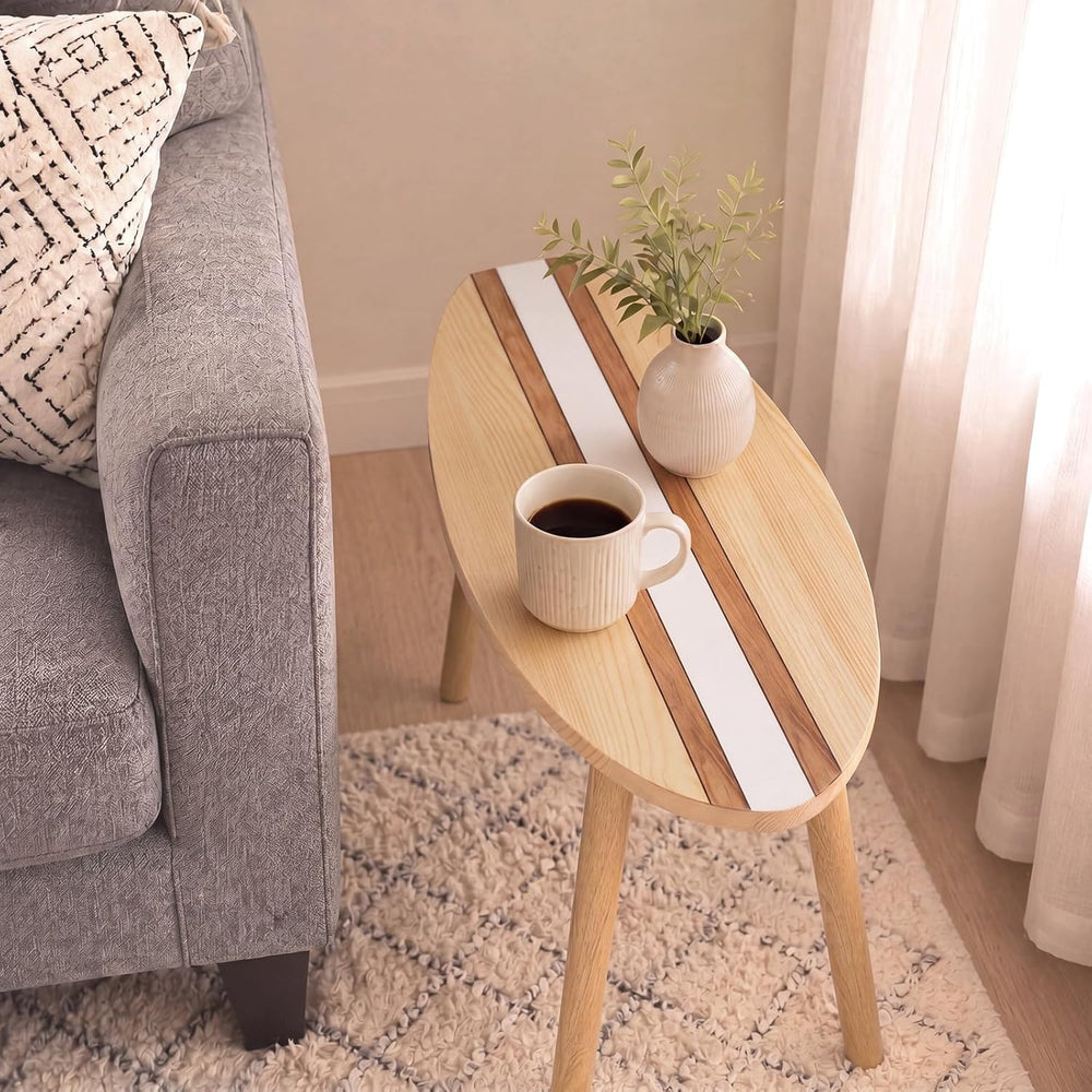 Novabright Coastal Decorative Surfboard Coffee Table, Solid Wood Small End Ta...