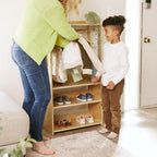 ECR4Kids TrendiTot Clothing Rack with Adjustable Shelves, Kids Wardrobe, Natural