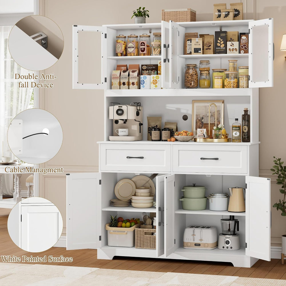 BOTLOG 71" Large Pantry Storage Cabinet with Microwave Stand | Tall Hutc...