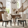 Modern Dining Chairs Set of 4 with Comfortable Back Support, Farmhouse Soft Linen Upholstered Kitchen Dining Room Chairs with Black Solid Wood Legs, Armless Accent Side Chairs for Living Room, Beige
