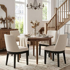Modern Dining Chairs Set of 4 with Comfortable Back Support, Farmhouse Soft Linen Upholstered Kitchen Dining Room Chairs with Black Solid Wood Legs, Armless Accent Side Chairs for Living Room, Beige