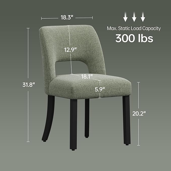 keoni Wooden Dining Chairs Set of 4, Mid Century Modern Upholstered Dining Ro...