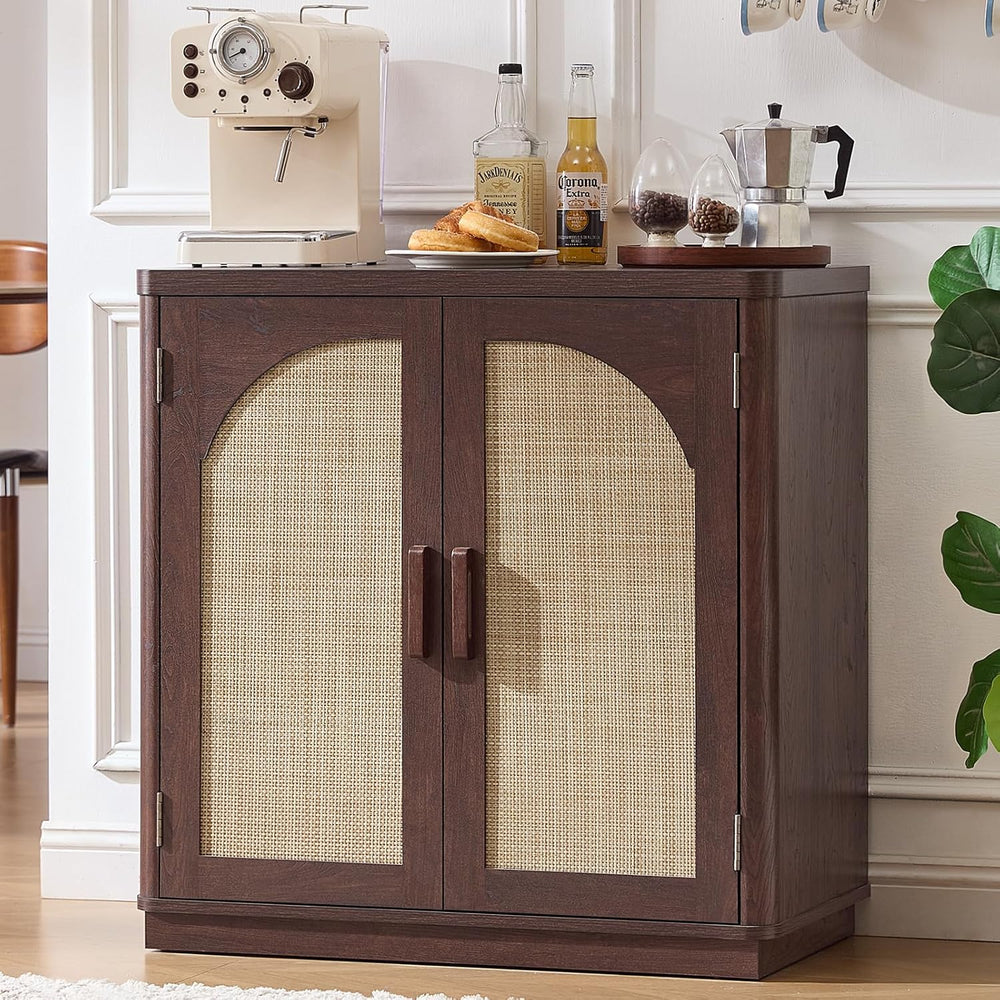 LEYAOYAO Rattan Sideboard Buffet Cabinet with Storage, 31.5" Coffee Bar ...
