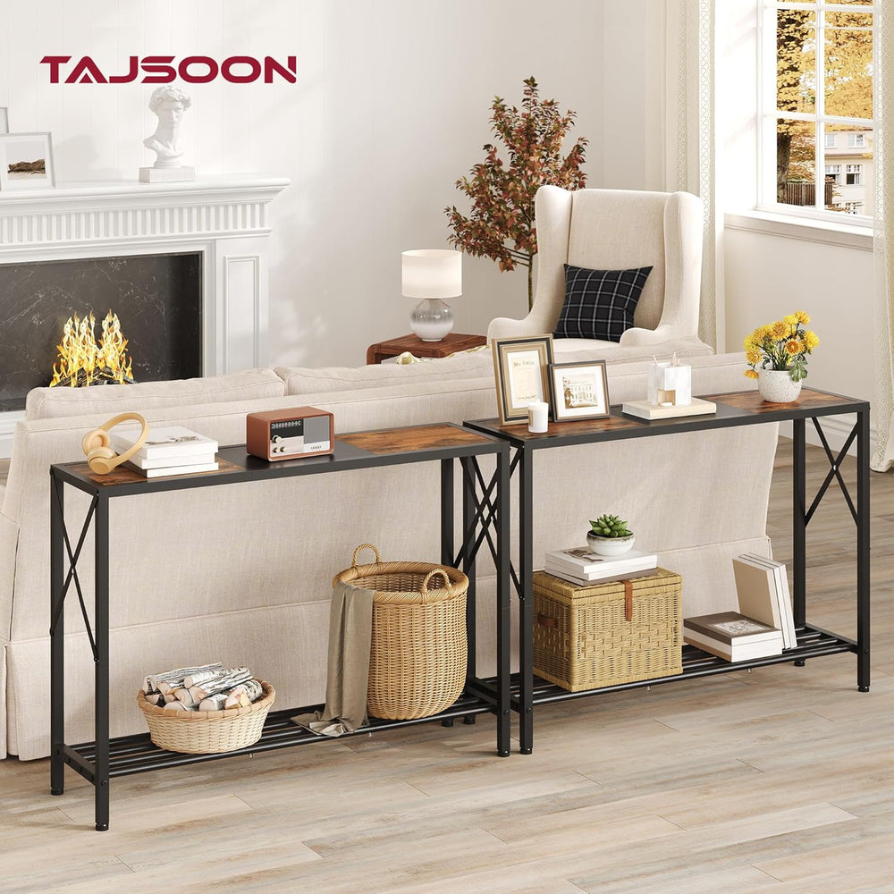 Tajsoon Console Table 41.8”, 2-Tier Industrial Entryway Table, Narrow Entranc...