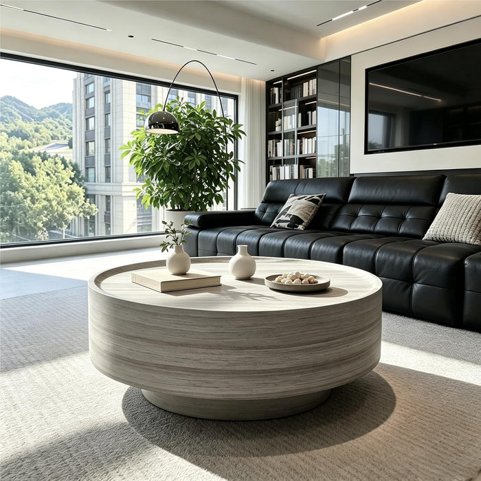 31.5" Round Faux Marble Coffee Table for Living Room (31.5"x12.8")