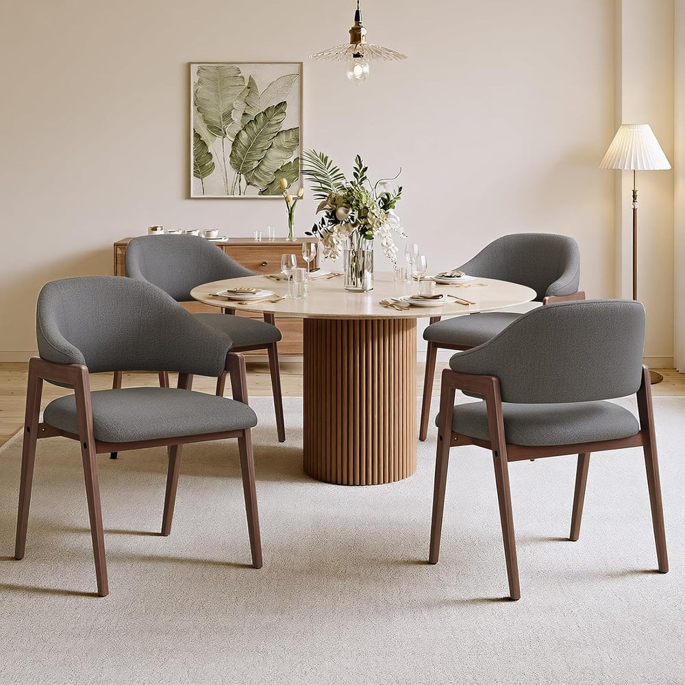 MALOL Wooden Dining Chairs Set of 4, Modern Fabric Upholstered Dining Room Ch...