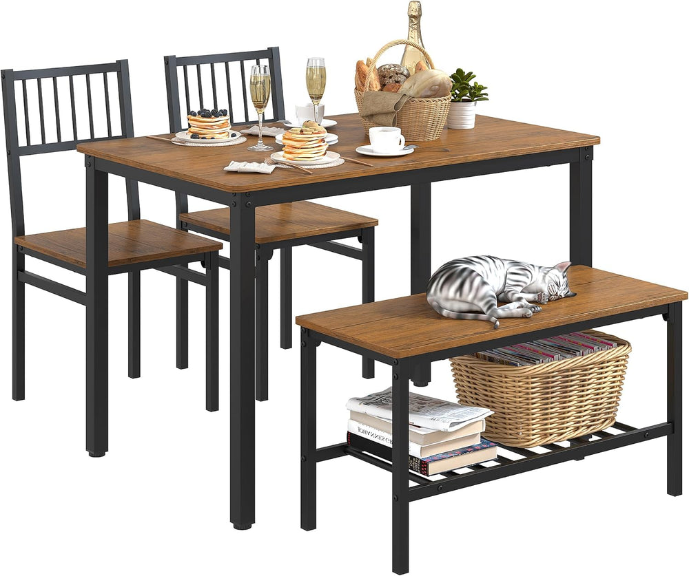 Teraves Dining Table Set for 4/Computer Desk,Kitchen Table with 2 Chairs and ...