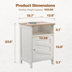 Nightstands Set of 2 with Charging Station, Farmhouse Night Stand with Open Shelf, Bedside Tables with Enclosed Cabinet, Wooden End Table with USB Ports & Outlets for Bedroom