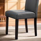 CHUN YI Dining Chairs Set of 2, Faux Leather Dining Room Chairs, High Back Upholstered Parsons Chairs for Dining Room Kitchen Side Chair with Sturdy Wood Legs, Grey