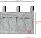 Linen Bedside Caddy, Bedside Storage Organizer for Hospital Beds, College Dorm Rooms or Baby Bed (6 Pockets-Grey)